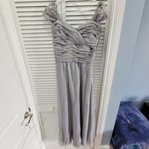 Custom Dove Grey Lace and Silk Chiffon Evening Gown